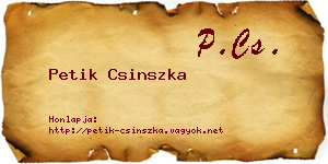 Petik Csinszka névjegykártya